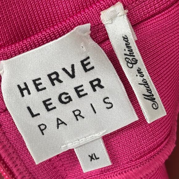 Herve Ledger Hot Pink Deep V Strappy Icon Cutout Bandage Mini Dress - Picture 10 of 12